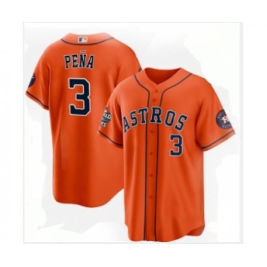 Men's Houston Astros #3 Jeremy Peña Orange 2022 World Series Home Stitched Baseball Jersey - Ujersey