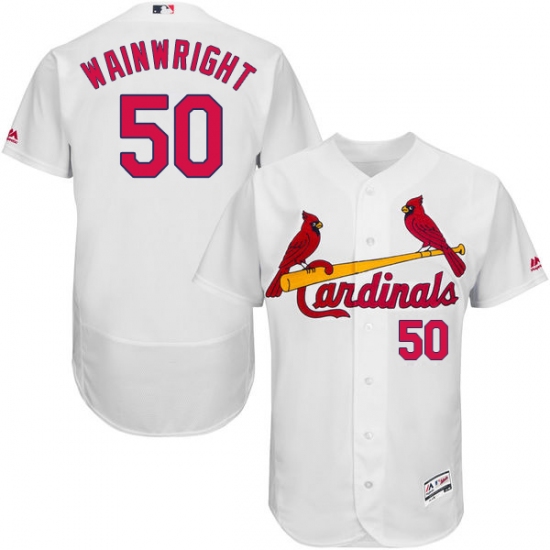 Men's Majestic St. Louis Cardinals #50 Adam Wainwright White Home Flex Base Authentic Collection MLB Jersey - Ujersey