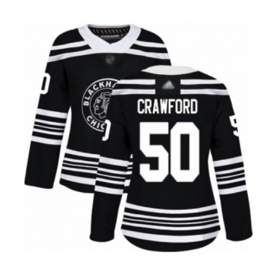 Women's Chicago Blackhawks #50 Corey Crawford Authentic Black Alternate Hockey Jersey - Ujersey