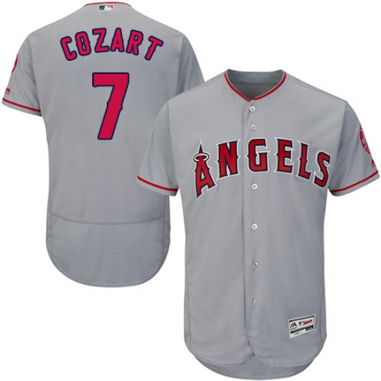 Men's Majestic Los Angeles Angels of Anaheim #7 Zack Cozart Grey Road Flex Base Authentic Collection MLB Jersey - Ujersey