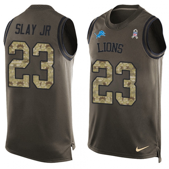 Men's Nike Detroit Lions #23 Darius Slay Jr Limited Green Salute to Service Tank Top NFL Jersey - Ujersey