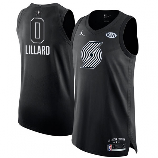 Men's Nike Jordan Portland Trail Blazers #0 Damian Lillard Authentic Black 2018 All-Star Game NBA Jersey - Ujersey