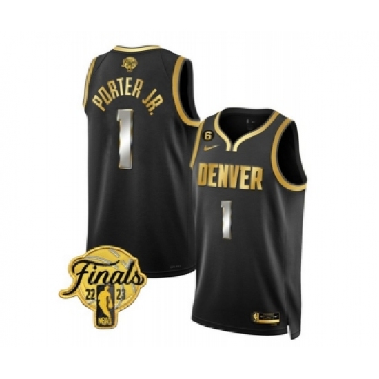 Men's Denver Nuggets #1 Michael Porter Jr. Black 2023 Finals Collection With NO.6 Stitched Basketball Jersey - Ujersey