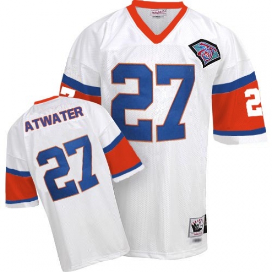 Mitchell And Ness Denver Broncos #27 Steve Atwater White With 75TH Patch Authentic Throwback NFL Jersey - Ujersey