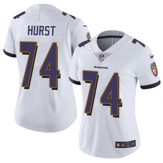 Women's Nike Baltimore Ravens #74 James Hurst White Vapor Untouchable Limited Player NFL Jersey - Ujersey