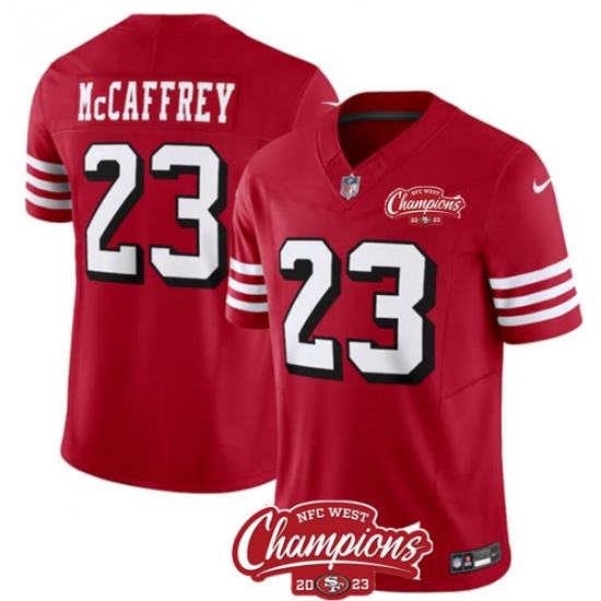 Men's San Francisco 49ers #23 Christian McCaffrey Red 2023 F.U.S.E. NFC West Champions Alternate Football Stitched Jersey - Ujersey