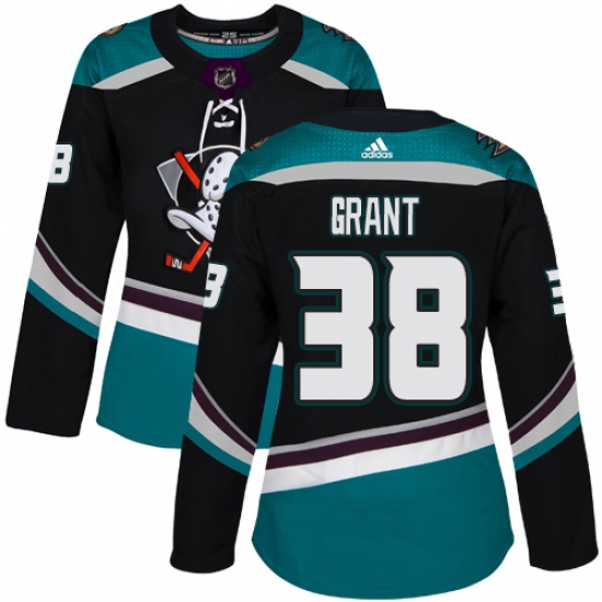 Women's Adidas Anaheim Ducks #38 Derek Grant Authentic Black Teal Third NHL Jersey - Ujersey