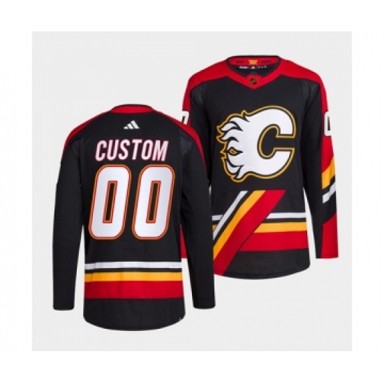Men's Calgary Flames Custom Black 2022-23 Reverse Retro Stitched Jersey - Ujersey