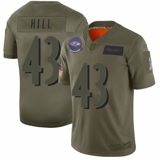 Youth Baltimore Ravens #43 Justice Hill Limited Camo 2019 Salute to Service Football Jersey - Ujersey