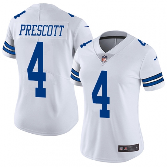 Women's Nike Dallas Cowboys #4 Dak Prescott White Vapor Untouchable Limited Player NFL Jersey - Ujersey