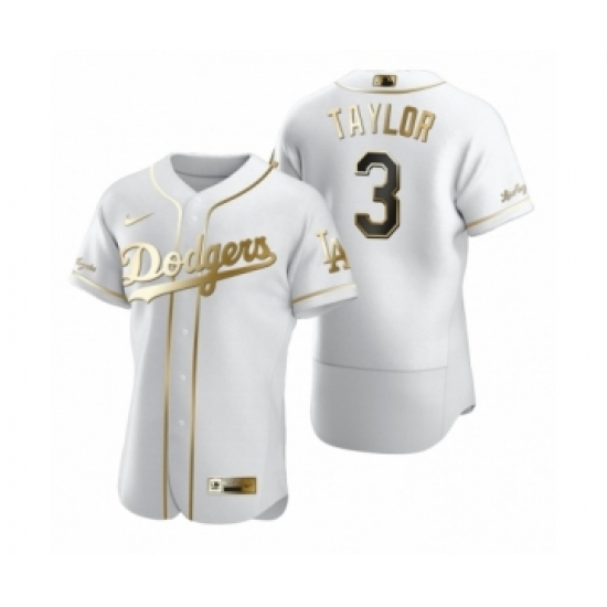 Men's Los Angeles Dodgers #3 Chris Taylor Nike White Authentic Golden Edition Jersey - Ujersey