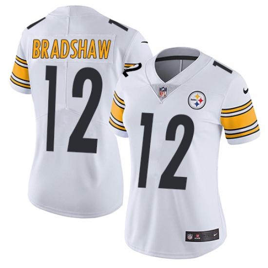 Women's Nike Pittsburgh Steelers #12 Terry Bradshaw White Vapor Untouchable Limited Player NFL Jersey - Ujersey
