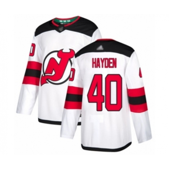 Men's New Jersey Devils #40 John Hayden Authentic White Away Hockey Jersey - Ujersey