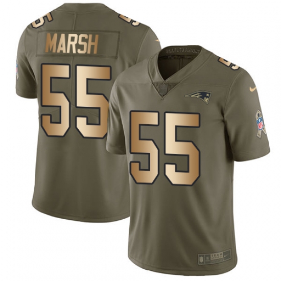 Men's Nike New England Patriots #55 Cassius Marsh Limited Olive/Gold 2017 Salute to Service NFL Jersey - Ujersey