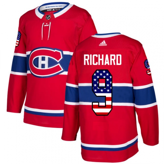 Men's Adidas Montreal Canadiens #9 Maurice Richard Authentic Red USA Flag Fashion NHL Jersey - Ujersey