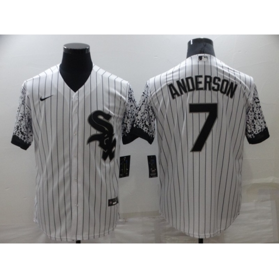 Men's Chicago White Sox #7 Tim Anderson White Gradient Sleeves Stitched Baseball Jersey - Ujersey