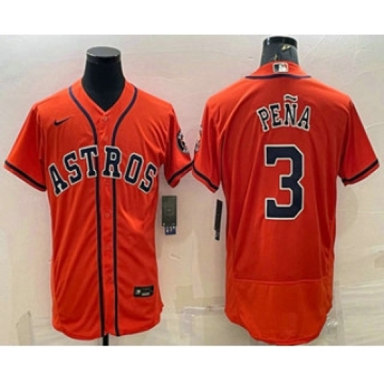 Men's Houston Astros #3 Jeremy Pena Orange Stitched MLB Flex Base Nike Jersey - Ujersey