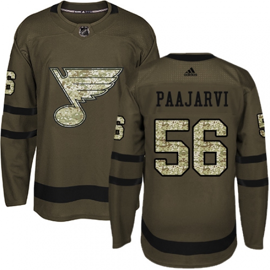 Men's Adidas St. Louis Blues #56 Magnus Paajarvi Authentic Green Salute to Service NHL Jersey - Ujersey