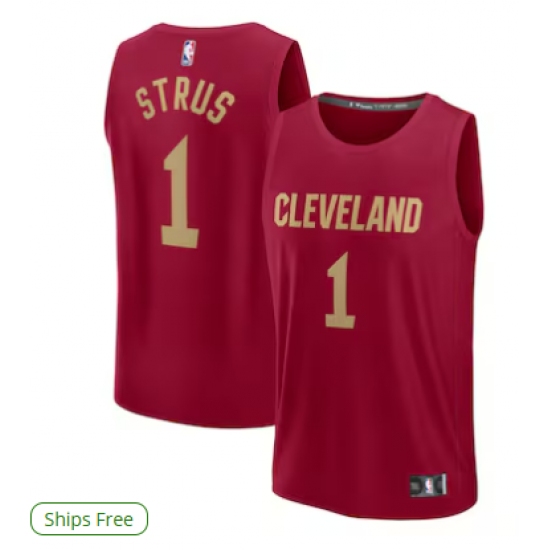 Men's Cleveland Cavaliers #1 Max Strus Fanatics Wine Fast Break Player Jersey - Ujersey