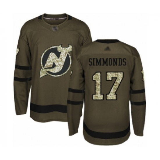 Men's New Jersey Devils #17 Wayne Simmonds Authentic Green Salute to Service Hockey Jersey - Ujersey