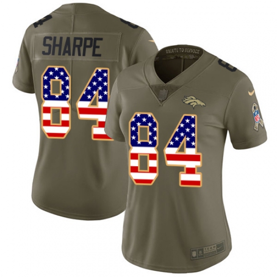 Women's Nike Denver Broncos #84 Shannon Sharpe Limited Olive/USA Flag 2017 Salute to Service NFL Jersey - Ujersey