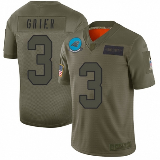 Men's Carolina Panthers #3 Will Grier Limited Camo 2019 Salute to Service Football Jersey - Ujersey