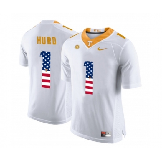 Tennessee Volunteers 1 Jalen Hurd White USA Flag College Football Jersey - Ujersey