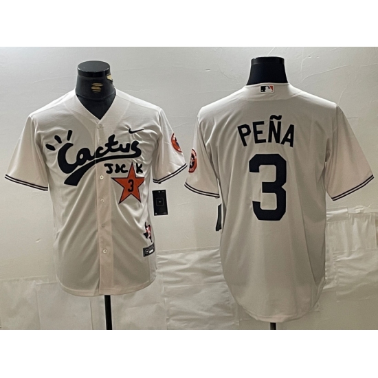 Men's Houston Astros #3 Jeremy Pena Cream Cactus Jack Vapor Premier Stitched Baseball Jersey - Ujersey