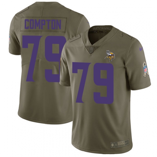 Men's Nike Minnesota Vikings #79 Tom Compton Limited Olive 2017 Salute to Service NFL Jersey - Ujersey