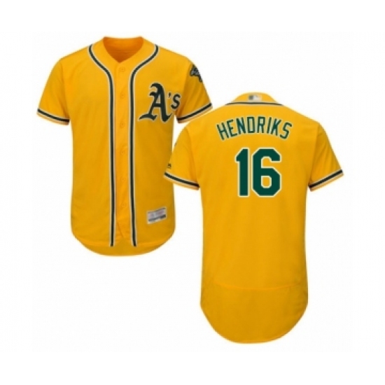 Men's Oakland Athletics #16 Liam Hendriks Gold Alternate Flex Base Authentic Collection Baseball Jersey - Ujersey