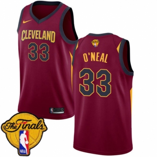 Men's Nike Cleveland Cavaliers #33 Shaquille O'Neal Swingman Maroon 2018 NBA Finals Bound NBA Jersey - Icon Edition - Ujersey
