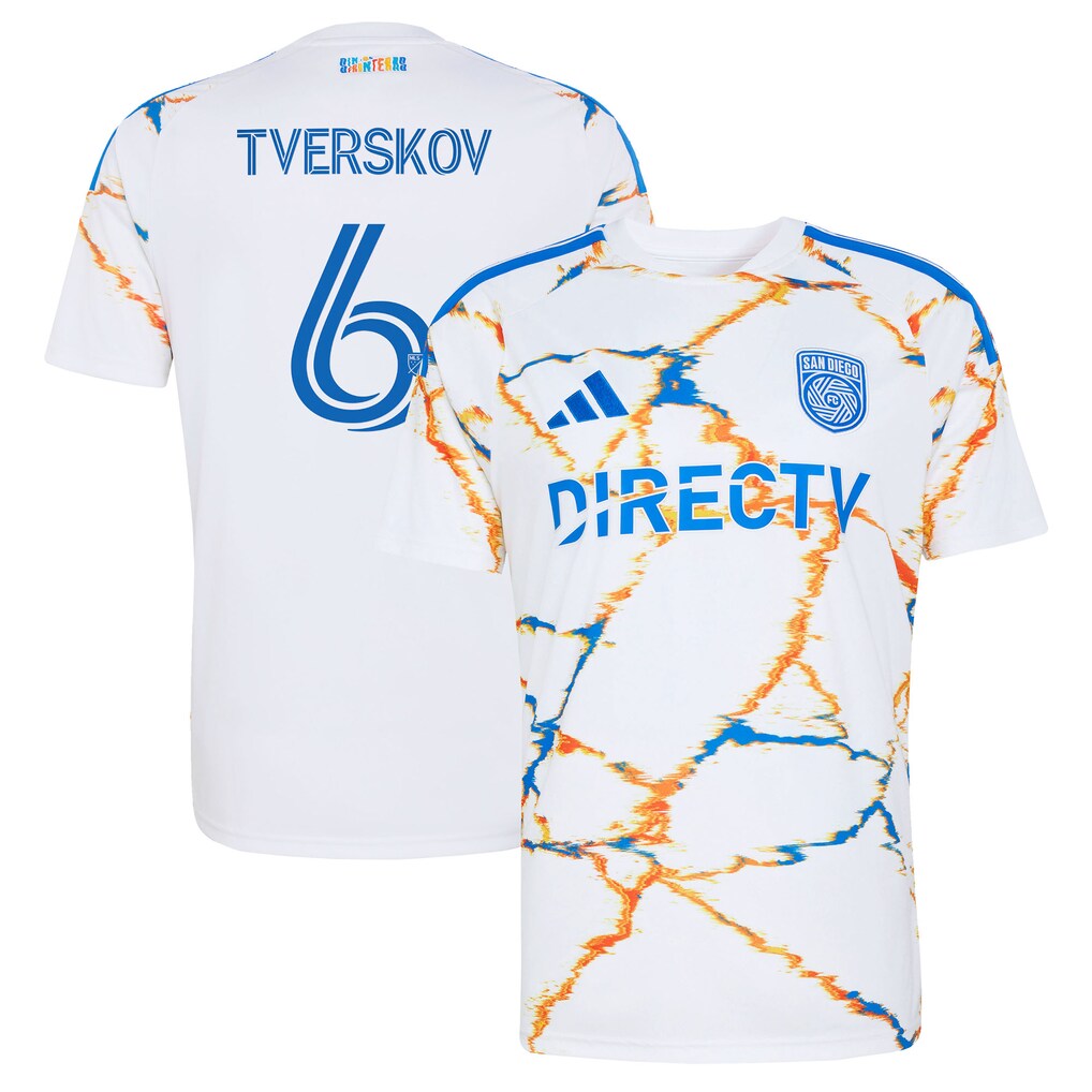 Men's San Diego FC Jeppe Tverskov adidas White 2026 Unprecedented Unity Kit Replica Jersey - Ujersey