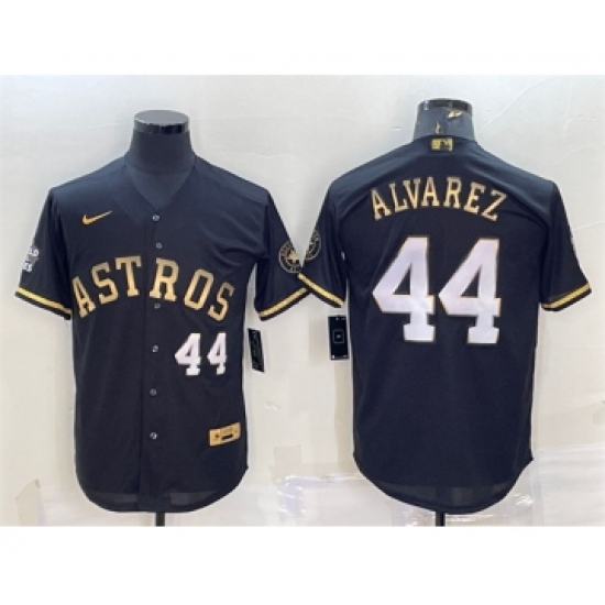 Men's Houston Astros #44 Yordan Alvarez Black Gold 2022 World Series Stitched Baseball Jersey - Ujersey