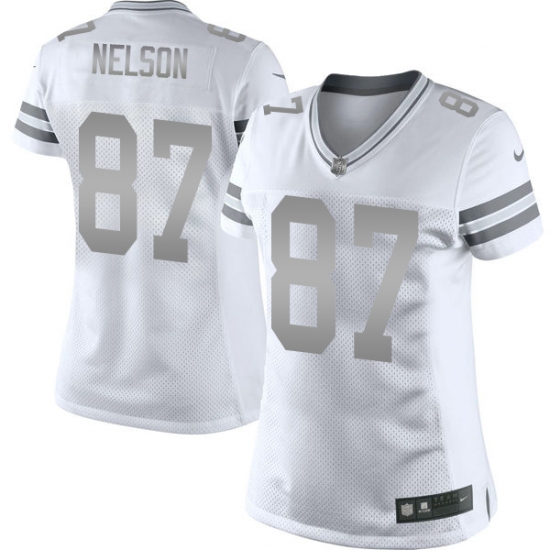 Women's Nike Green Bay Packers #87 Jordy Nelson Limited White Platinum NFL Jersey - Ujersey