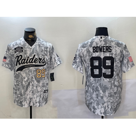 Men's Las Vegas Raiders #89 Brock Bowers 2024 Arctic Camo Salute To Service Stitched Baseball Jerseys - Ujersey