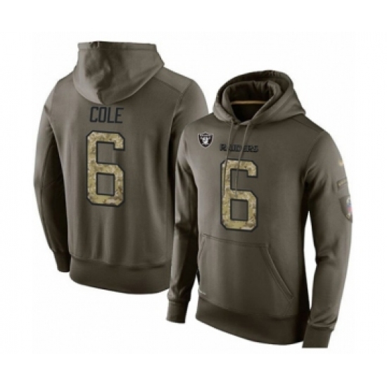 Football Men's Oakland Raiders #6 A.J. Cole Green Salute To Service Pullover Hoodie - Ujersey
