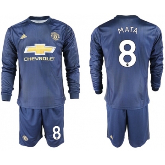 Manchester United #8 Mata Third Long Sleeves Soccer Club Jersey