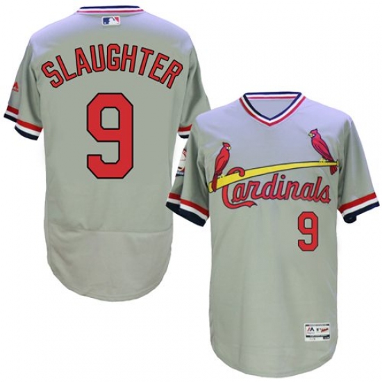 Men's Majestic St. Louis Cardinals #9 Enos Slaughter Grey Flexbase Authentic Collection Cooperstown MLB Jersey - Ujersey