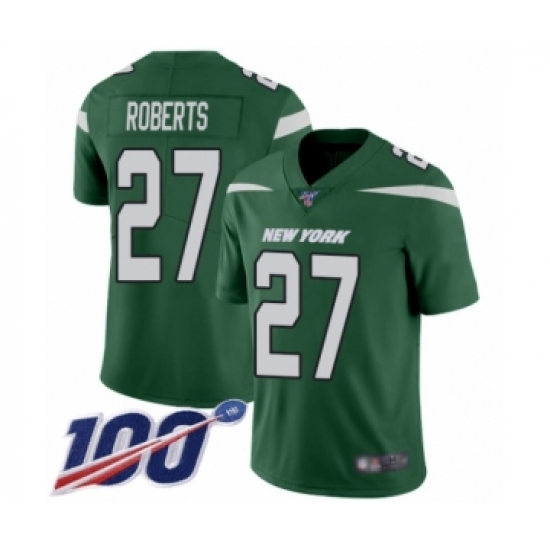 Men's New York Jets #27 Darryl Roberts Green Team Color Vapor Untouchable Limited Player 100th Season Football Jersey - Ujersey