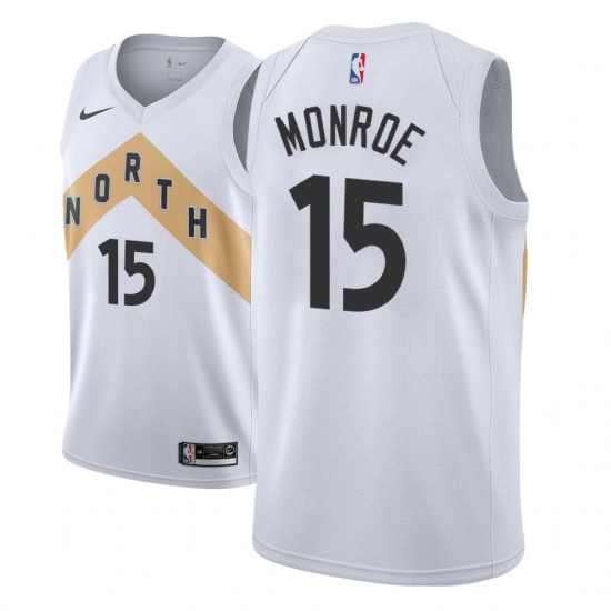 Men NBA 2018-19 Toronto Raptors #15 Greg Monroe City Edition White Jersey - Ujersey