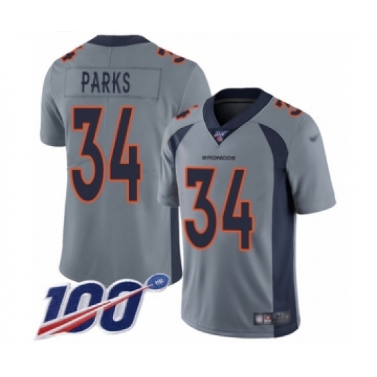 Men's Denver Broncos #34 Will Parks Limited Silver Inverted Legend 100th Season Football Jersey - Ujersey