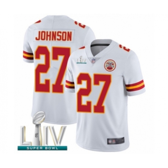 Youth Kansas City Chiefs #27 Larry Johnson White Vapor Untouchable Limited Player Super Bowl LIV Bound Football Jersey - Ujersey