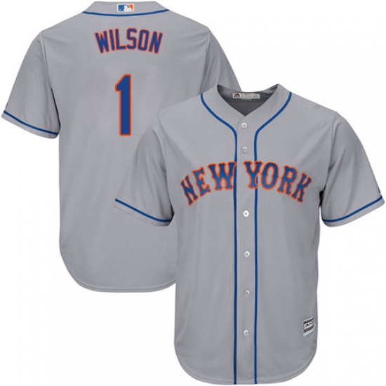 Men's Majestic New York Mets #1 Mookie Wilson Replica Grey Road Cool Base MLB Jersey - Ujersey