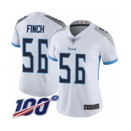 Women's Tennessee Titans #56 Sharif Finch White Vapor Untouchable Limited Player 100th Season Football Jersey - Ujersey