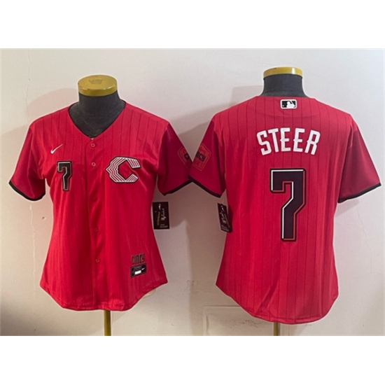 Youth Cincinnati Reds #7 Spencer Steer Red 2026 City Connect Stadium Stitched Baseball Jersey - Ujersey