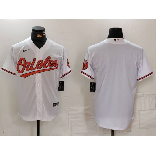 Men's Baltimore Orioles Blank White 2024 Home Limited Cool Base Stitched Baseball Jersey - Ujersey