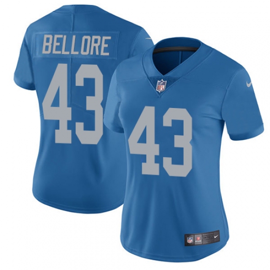 Women's Nike Detroit Lions #43 Nick Bellore Blue Alternate Vapor Untouchable Limited Player NFL Jersey - Ujersey