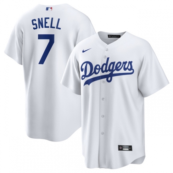 Men's Los Angeles Dodgers #7 Blake Snell White 2024 Cool Base Stitched Baseball Jersey - Ujersey
