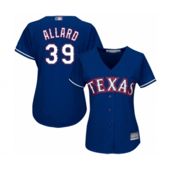 Women's Texas Rangers #39 Kolby Allard Authentic Royal Blue Alternate 2 Cool Base Baseball Player Jersey - Ujersey