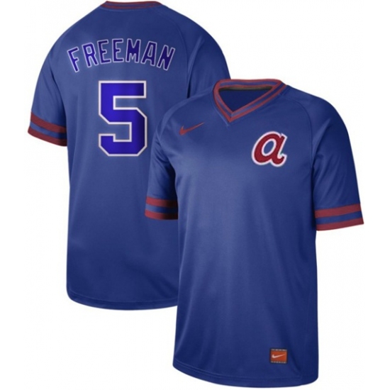 Men's Nike Atlanta Braves #5 Freddie Freeman Royal Authentic Cooperstown Collection Stitched Baseball Jersey - Ujersey